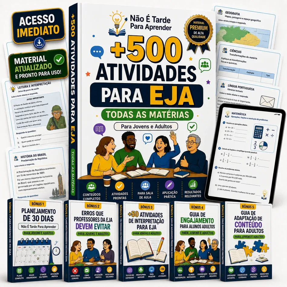 +500 Atividades EJA (Todas as Matérias)